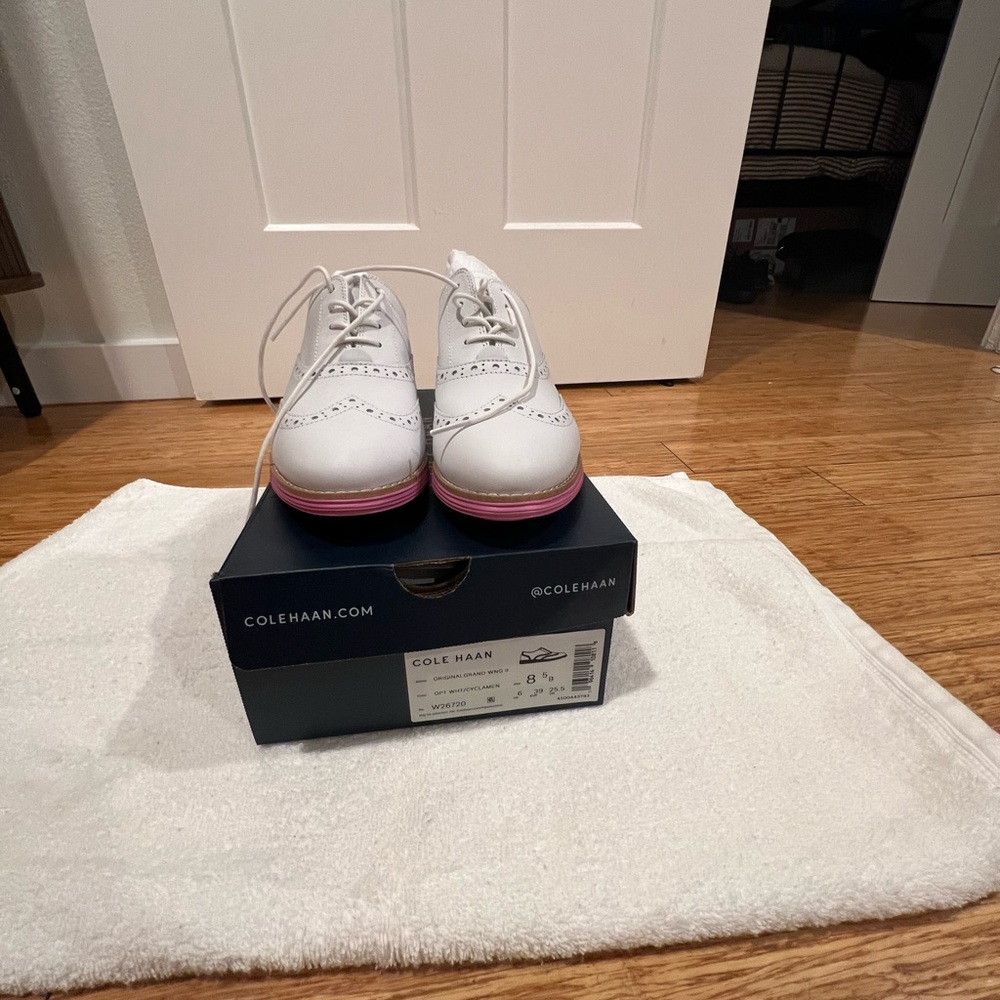 Cole Haan White Shoes with Pink Soles